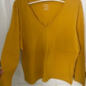 Banana Republic Mustard Long Sleeve V-Neck Top